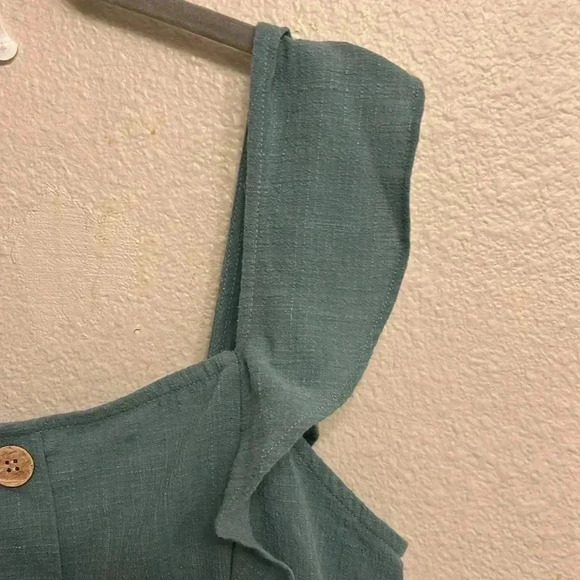 A.Byer Women Ruffled Front Sleeveless Green Summer Dress Size Large - Picture 8 of 10